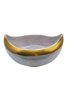 Iridescent Gravy Boat Porcelain Bowl Hand Painted Uno Favorite Bavaria Vintage